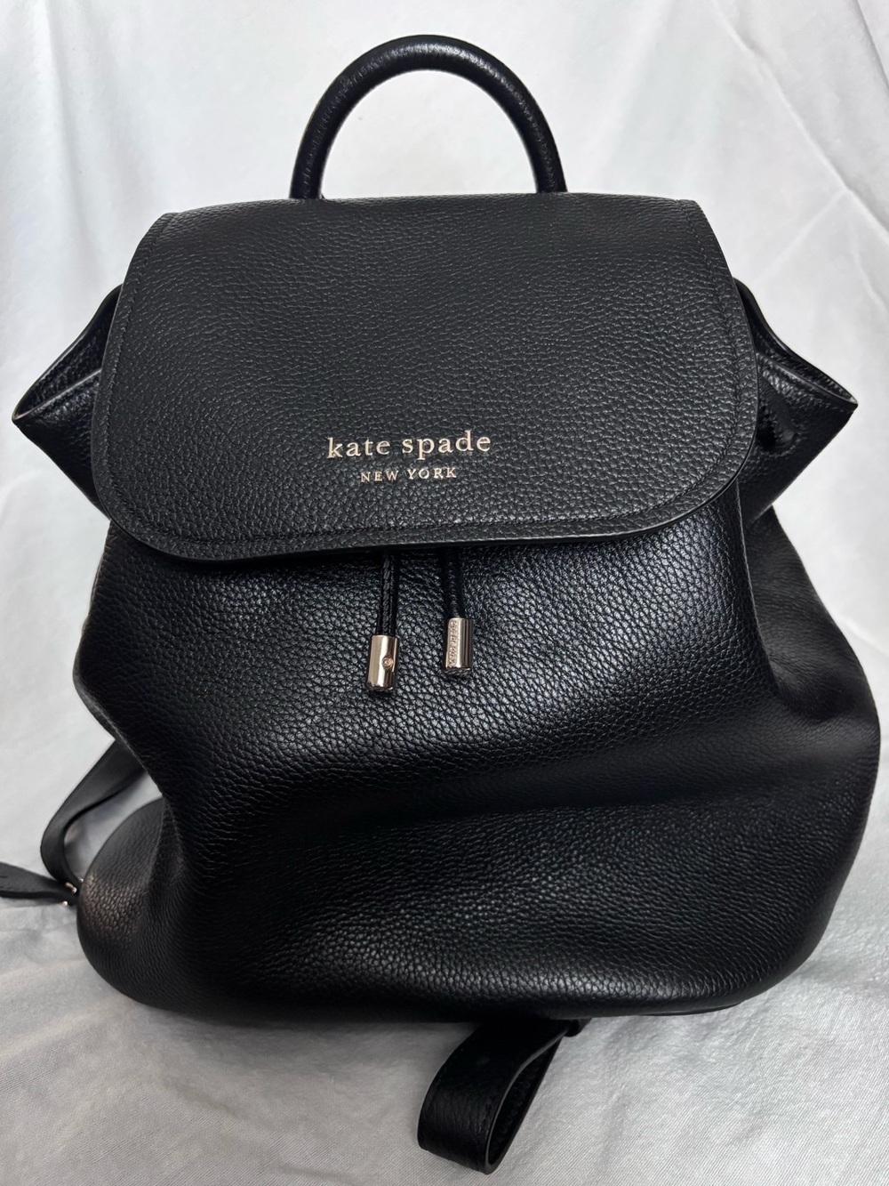 kate spade Black Pebbled Leather Backpack with Gold Hardware